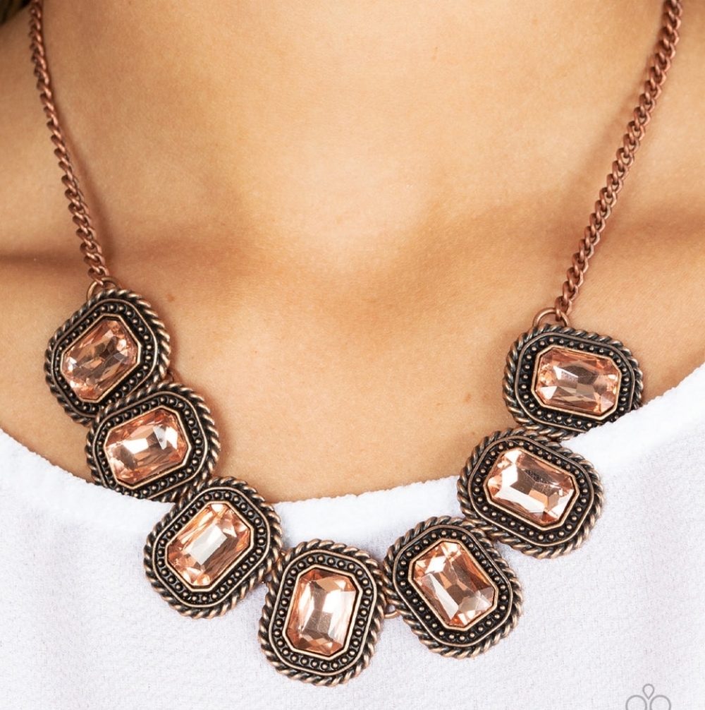 NWT Statement Copper Necklace & Earrings Set - Elegant Women Jewelry